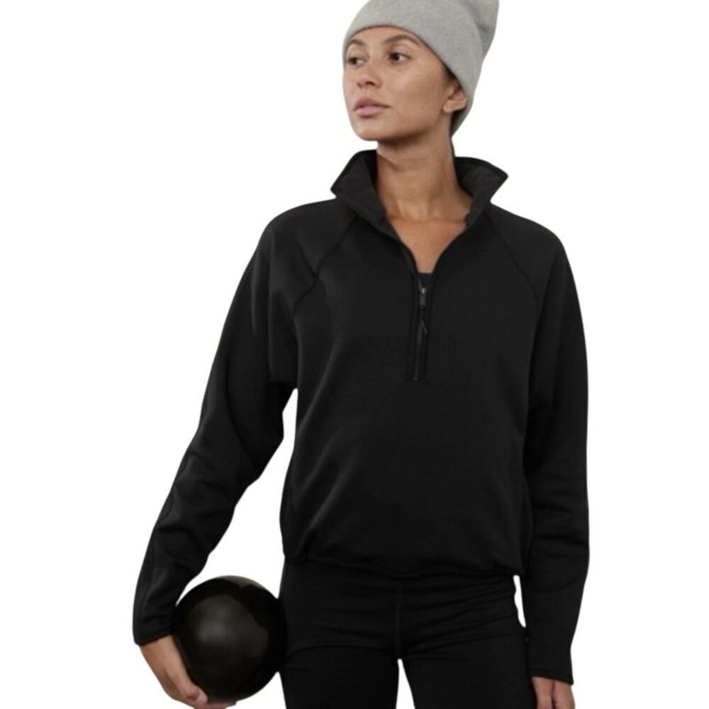Athleta 1/4 zip pullover fleece sweatshirt black size Medium